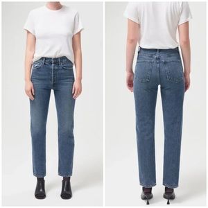 AGOLDE Womens 90s Pinch Waist High Rise Straight Jeans Blue Portrait Size 26 NEW